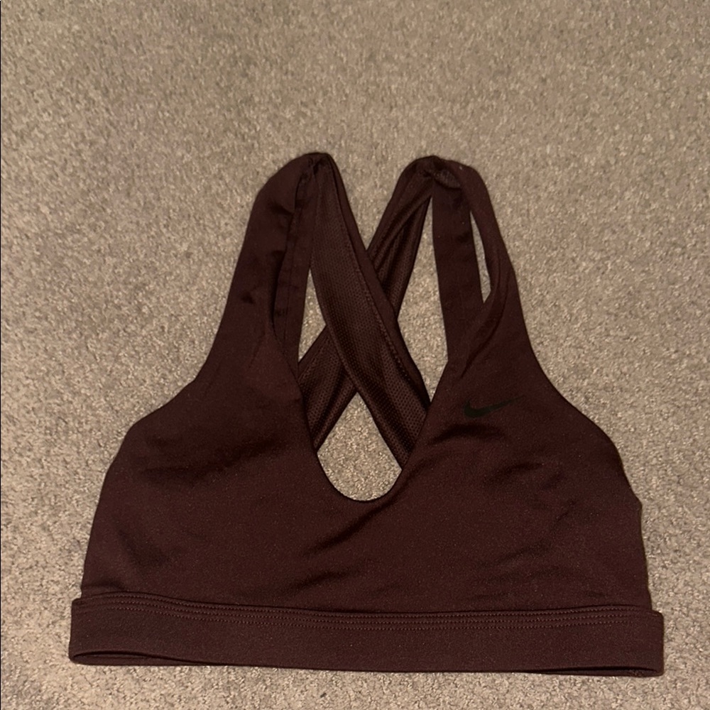 Nike Maroon Racerback Sports Bra with Keyhole Detail small